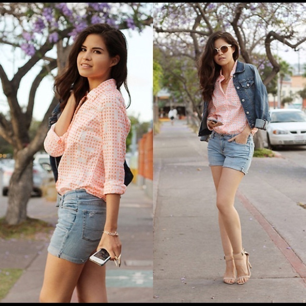 Gap FITTED BOYFRIEND POLKA DOT SHIRT SIZE XS